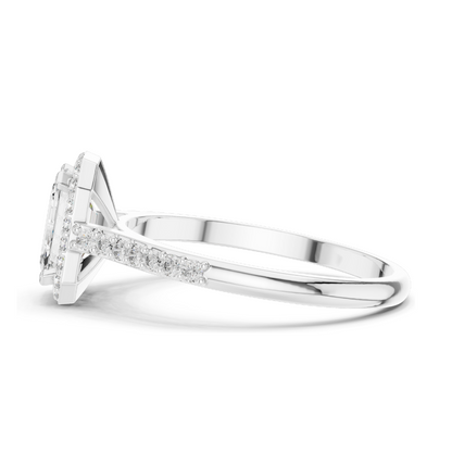 1.072 CT Lab Diamond Halo Engagement Ring for Women | VVS-VS EF Clarity | 18KT, 14KT, 10KT Gold & 925 Silver | Rose, Yellow, White Gold & Moissanite Options