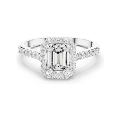 1.072 CT Lab Diamond Halo Engagement Ring for Women | VVS-VS EF Clarity | 18KT, 14KT, 10KT Gold & 925 Silver | Rose, Yellow, White Gold & Moissanite Options