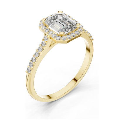 1.072 CT Lab Diamond Halo Engagement Ring for Women | VVS-VS EF Clarity | 18KT, 14KT, 10KT Gold & 925 Silver | Rose, Yellow, White Gold & Moissanite Options