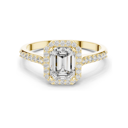 1.072 CT Lab Diamond Halo Engagement Ring for Women | VVS-VS EF Clarity | 18KT, 14KT, 10KT Gold & 925 Silver | Rose, Yellow, White Gold & Moissanite Options