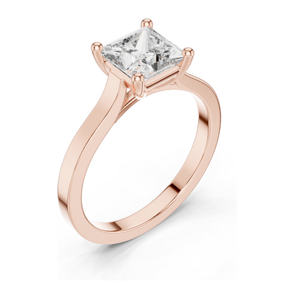 1.00 CT Princess Cut Lab Diamond Solitaire Ring for Women | VVS–VS EF Clarity | 18KT, 14KT, 10KT Gold & 925 Silver | Rose, Yellow, White Gold & Moissanite Options