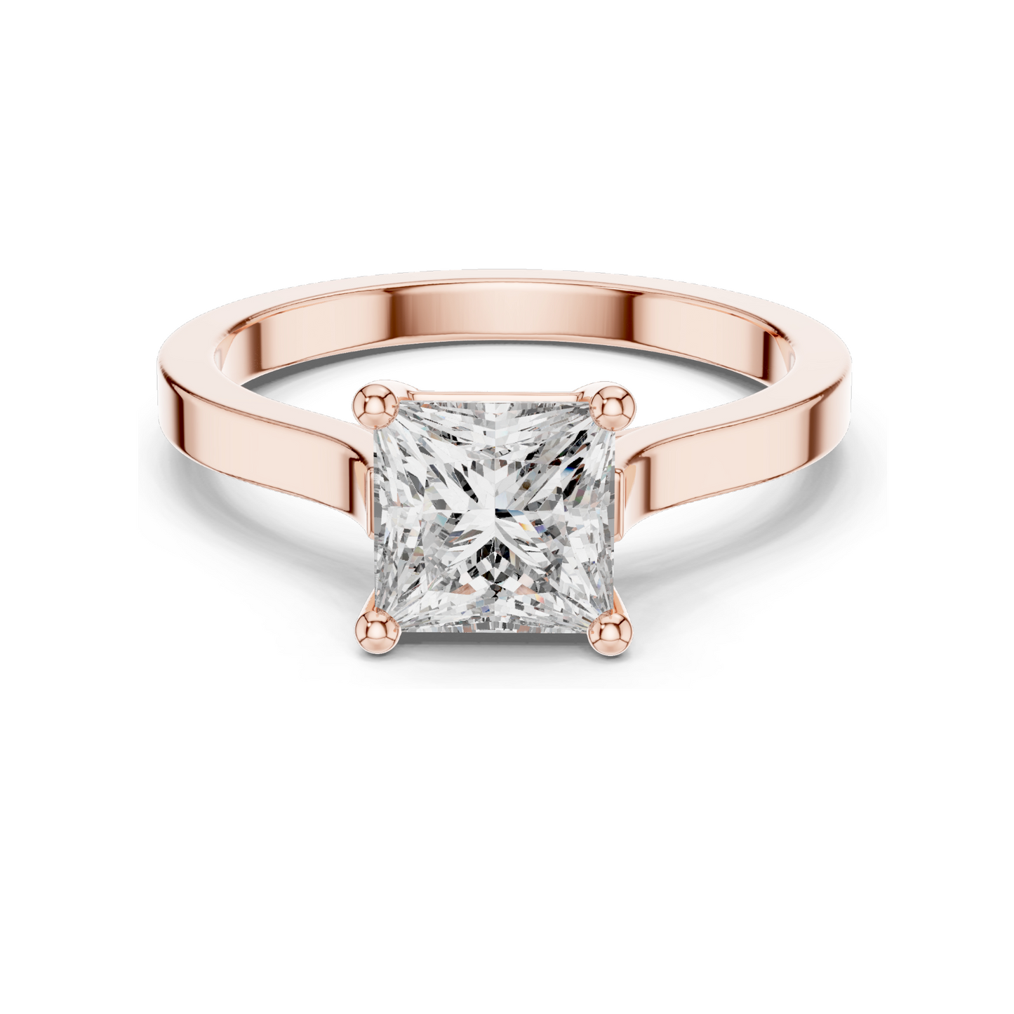 1.00 CT Princess Cut Lab Diamond Solitaire Ring for Women | VVS–VS EF Clarity | 18KT, 14KT, 10KT Gold & 925 Silver | Rose, Yellow, White Gold & Moissanite Options