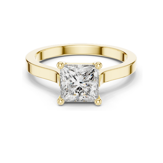 1.00 CT Princess Cut Lab Diamond Solitaire Ring for Women | VVS–VS EF Clarity | 18KT, 14KT, 10KT Gold & 925 Silver | Rose, Yellow, White Gold & Moissanite Options