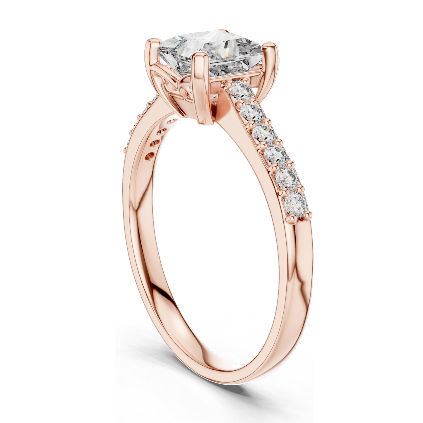 0.24 CT Princess Cut Lab Diamond Ring | VVS-VS EF Clarity | 18KT, 14KT, 10KT Gold & 925 Silver | Rose, Yellow, White Gold & Moissanite Options