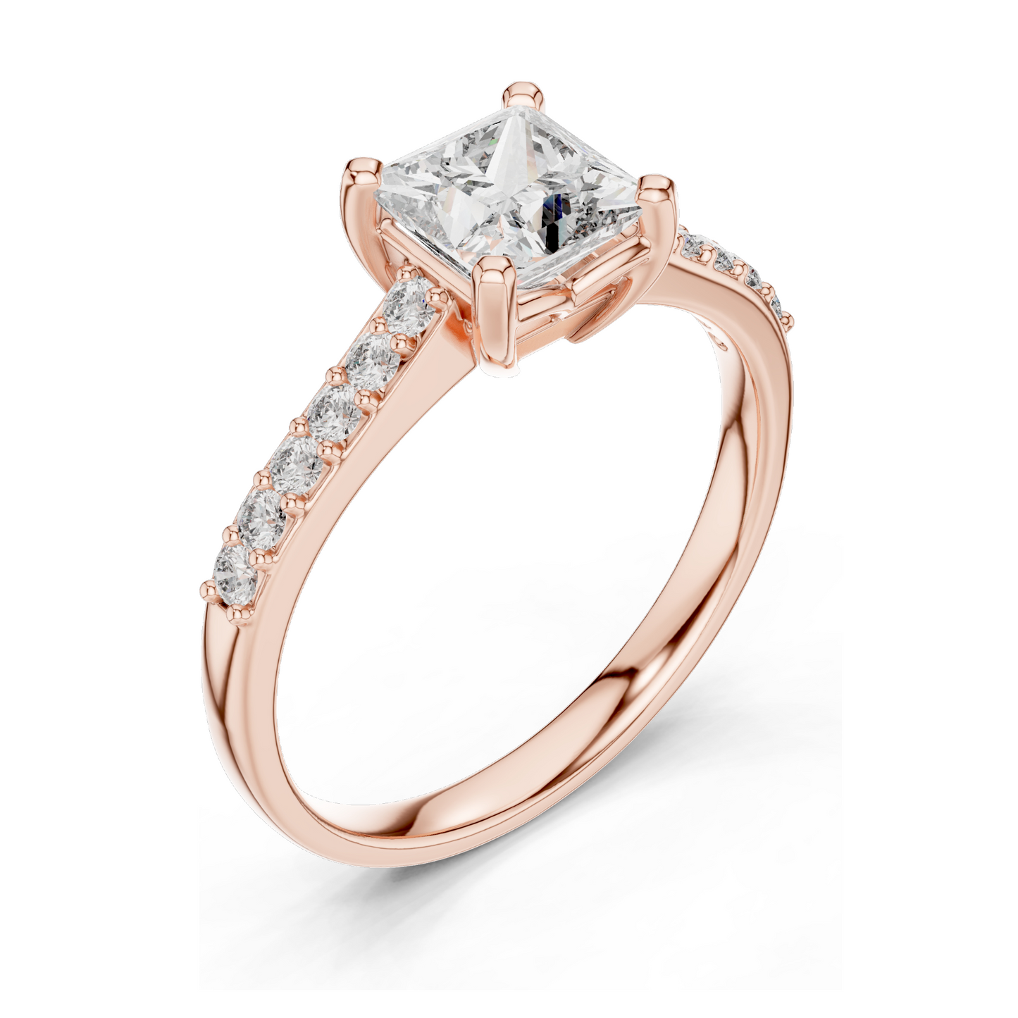 0.24 CT Princess Cut Lab Diamond Ring | VVS-VS EF Clarity | 18KT, 14KT, 10KT Gold & 925 Silver | Rose, Yellow, White Gold & Moissanite Options