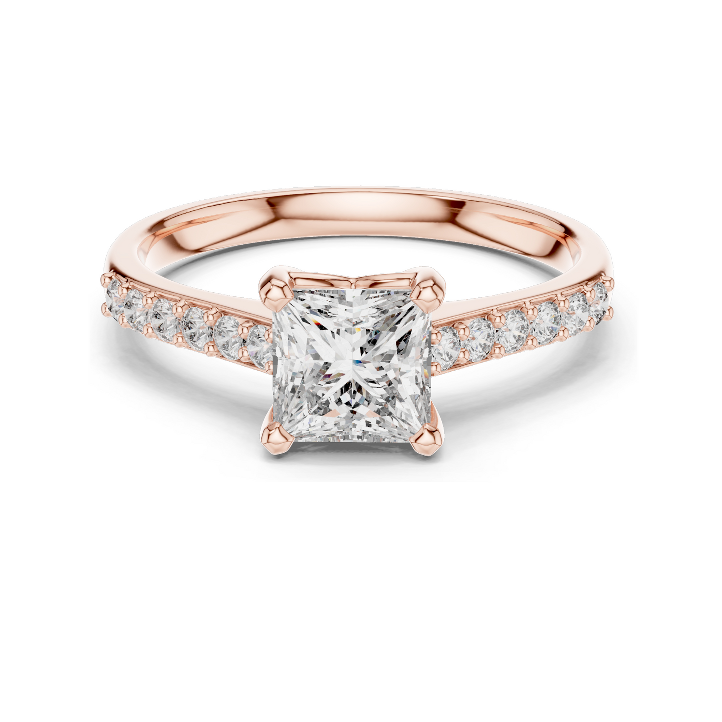 0.24 CT Princess Cut Lab Diamond Ring | VVS-VS EF Clarity | 18KT, 14KT, 10KT Gold & 925 Silver | Rose, Yellow, White Gold & Moissanite Options