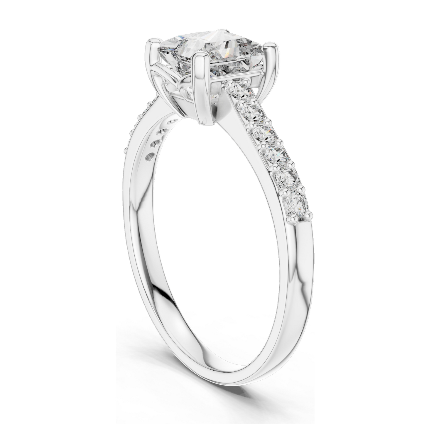 0.24 CT Princess Cut Lab Diamond Ring | VVS-VS EF Clarity | 18KT, 14KT, 10KT Gold & 925 Silver | Rose, Yellow, White Gold & Moissanite Options