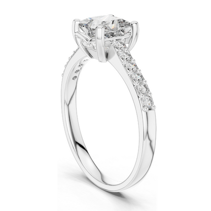 0.24 CT Princess Cut Lab Diamond Ring | VVS-VS EF Clarity | 18KT, 14KT, 10KT Gold & 925 Silver | Rose, Yellow, White Gold & Moissanite Options
