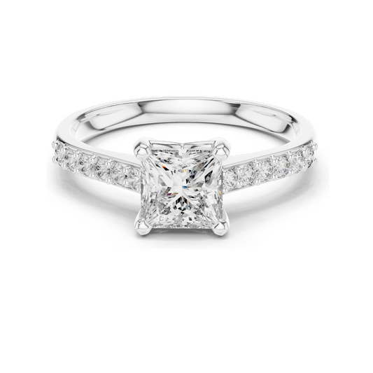 0.24 CT Princess Cut Lab Diamond Ring | VVS-VS EF Clarity | 18KT, 14KT, 10KT Gold & 925 Silver | Rose, Yellow, White Gold & Moissanite Options