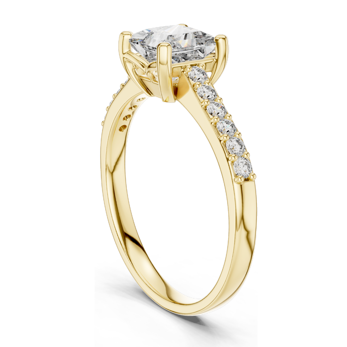 0.24 CT Princess Cut Lab Diamond Ring | VVS-VS EF Clarity | 18KT, 14KT, 10KT Gold & 925 Silver | Rose, Yellow, White Gold & Moissanite Options