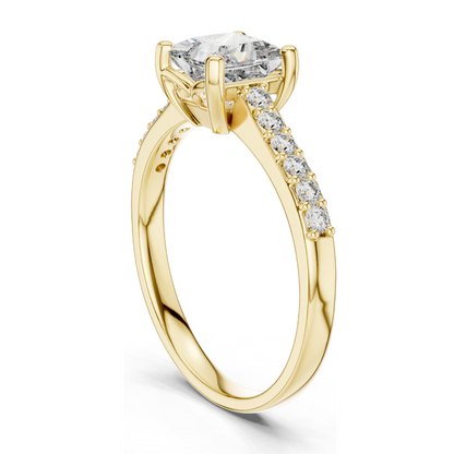0.24 CT Princess Cut Lab Diamond Ring | VVS-VS EF Clarity | 18KT, 14KT, 10KT Gold & 925 Silver | Rose, Yellow, White Gold & Moissanite Options