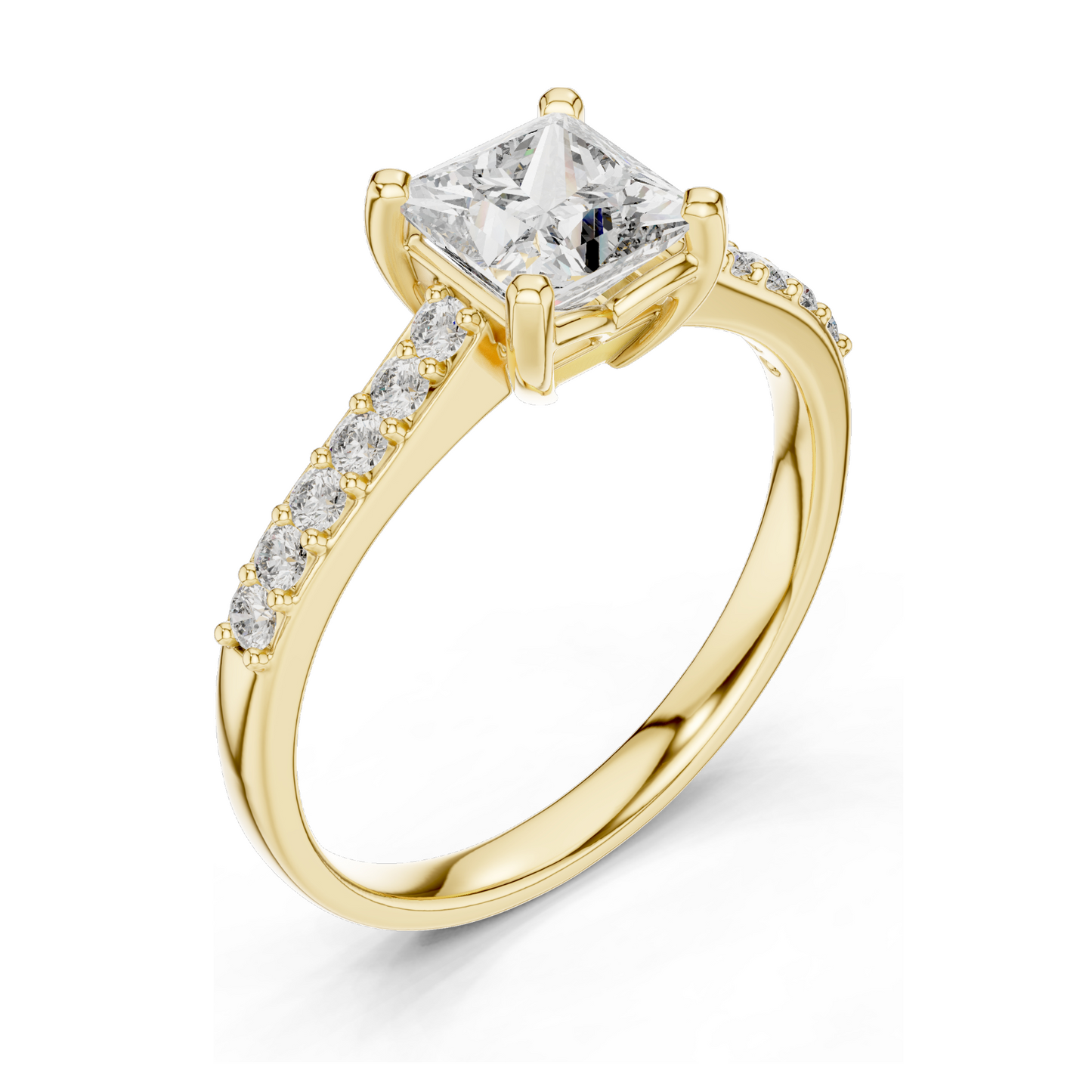 0.24 CT Princess Cut Lab Diamond Ring | VVS-VS EF Clarity | 18KT, 14KT, 10KT Gold & 925 Silver | Rose, Yellow, White Gold & Moissanite Options