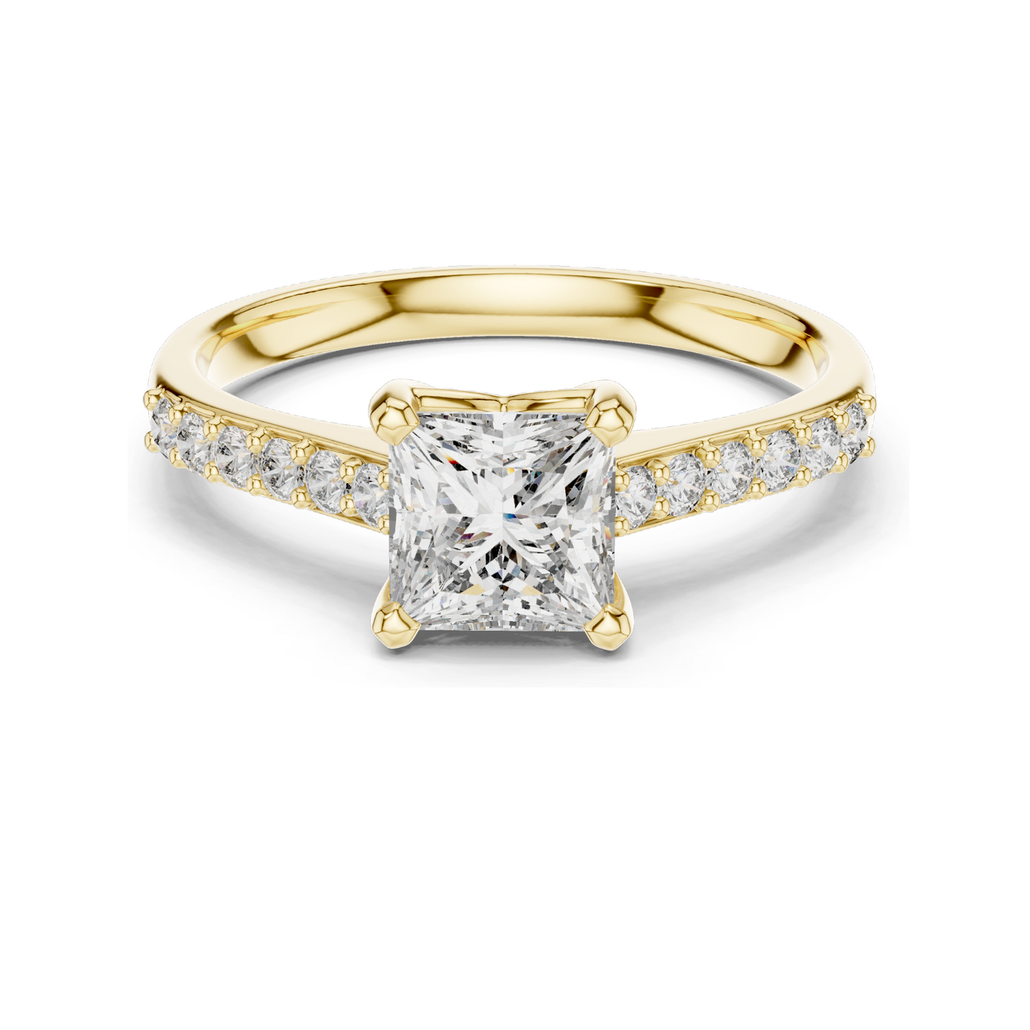 0.24 CT Princess Cut Lab Diamond Ring | VVS-VS EF Clarity | 18KT, 14KT, 10KT Gold & 925 Silver | Rose, Yellow, White Gold & Moissanite Options