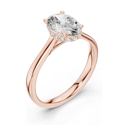 0.128 CT Lab-Grown Oval Diamond Engagement Ring for Women | VVS-VS EF Clarity | 18KT, 14KT, 10KT Gold & 925 Silver | Moissanite & Lab Diamond Options