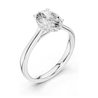 0.128 CT Lab-Grown Oval Diamond Engagement Ring for Women | VVS-VS EF Clarity | 18KT, 14KT, 10KT Gold & 925 Silver | Moissanite & Lab Diamond Options