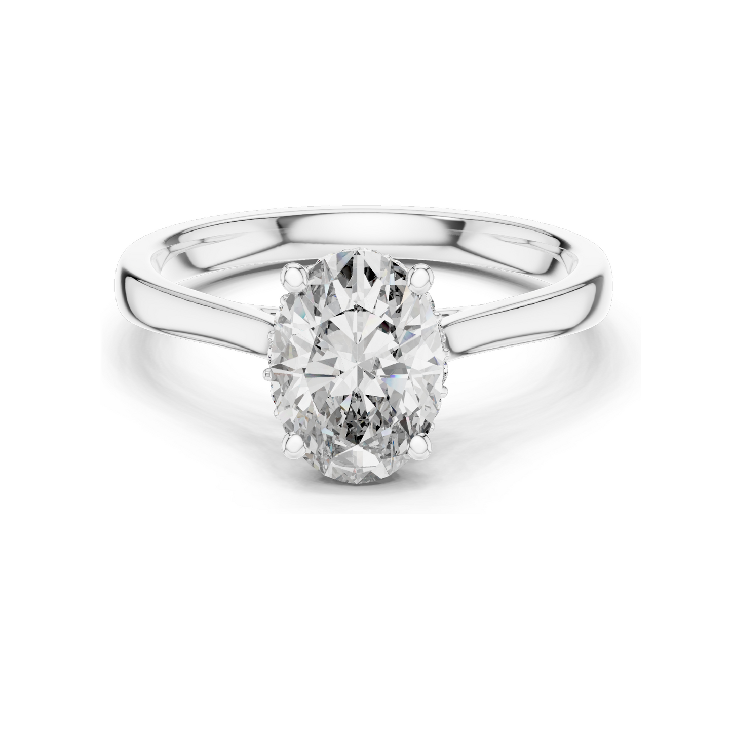 0.128 CT Lab-Grown Oval Diamond Engagement Ring for Women | VVS-VS EF Clarity | 18KT, 14KT, 10KT Gold & 925 Silver | Moissanite & Lab Diamond Options