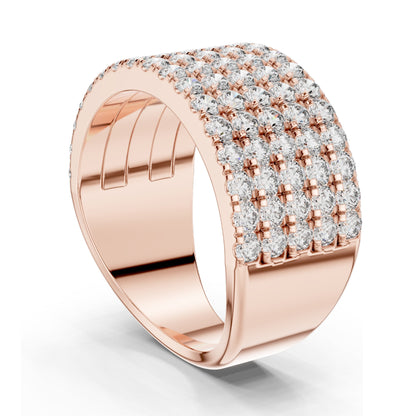 2.13 CT Total Lab Diamond Wide Pavé Band Ring for Women | VVS-VS EF Clarity | 18KT, 14KT, 10KT Gold & 925 Silver | Rose, Yellow, White Gold & Moissanite Options