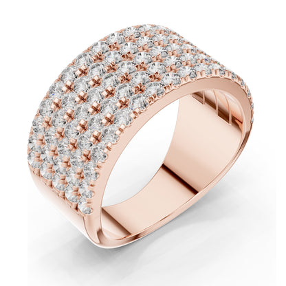 2.13 CT Total Lab Diamond Wide Pavé Band Ring for Women | VVS-VS EF Clarity | 18KT, 14KT, 10KT Gold & 925 Silver | Rose, Yellow, White Gold & Moissanite Options