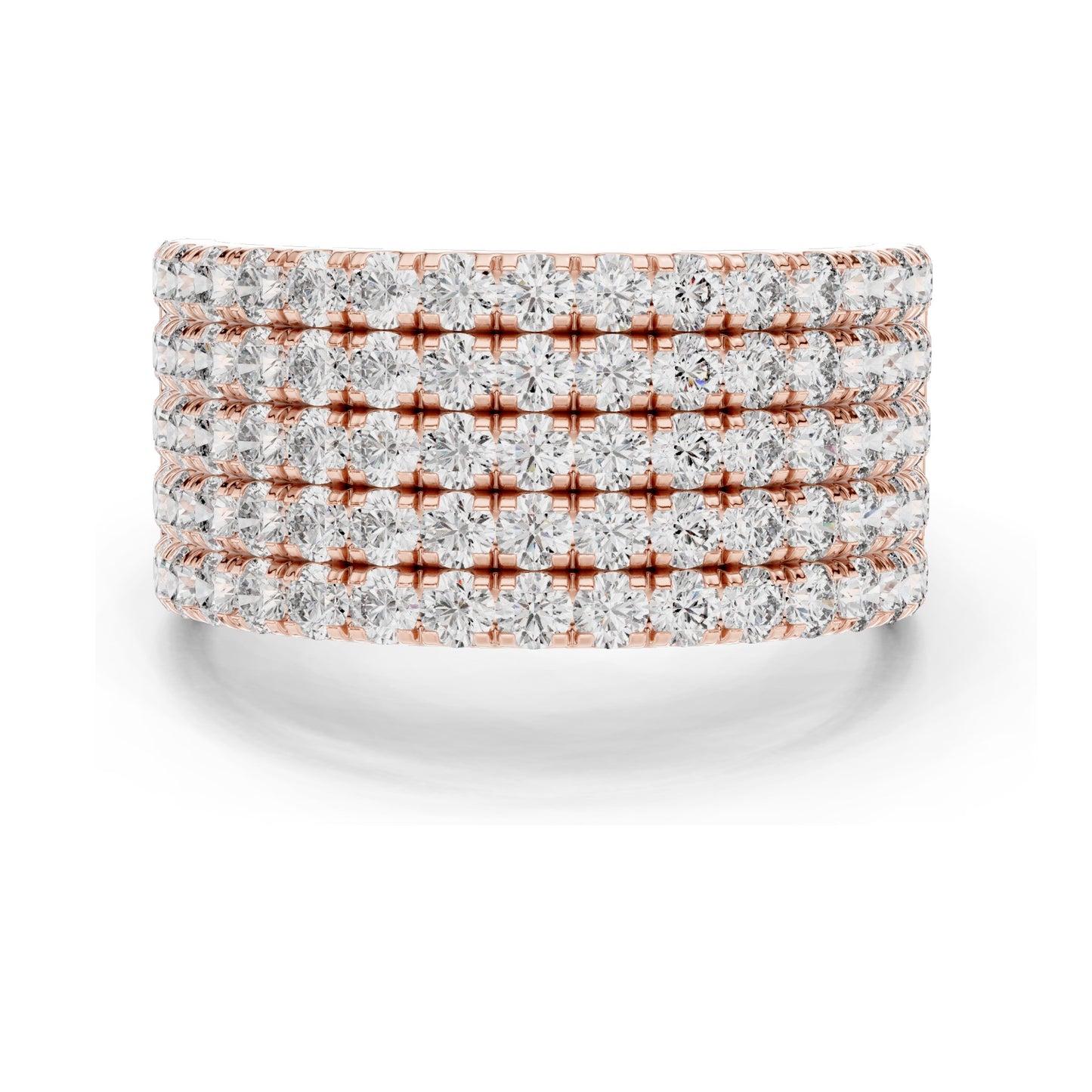2.13 CT Total Lab Diamond Wide Pavé Band Ring for Women | VVS-VS EF Clarity | 18KT, 14KT, 10KT Gold & 925 Silver | Rose, Yellow, White Gold & Moissanite Options