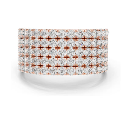 2.13 CT Total Lab Diamond Wide Pavé Band Ring for Women | VVS-VS EF Clarity | 18KT, 14KT, 10KT Gold & 925 Silver | Rose, Yellow, White Gold & Moissanite Options