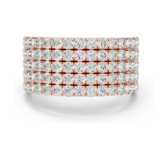 2.13 CT Total Lab Diamond Wide Pavé Band Ring for Women | VVS-VS EF Clarity | 18KT, 14KT, 10KT Gold & 925 Silver | Rose, Yellow, White Gold & Moissanite Options