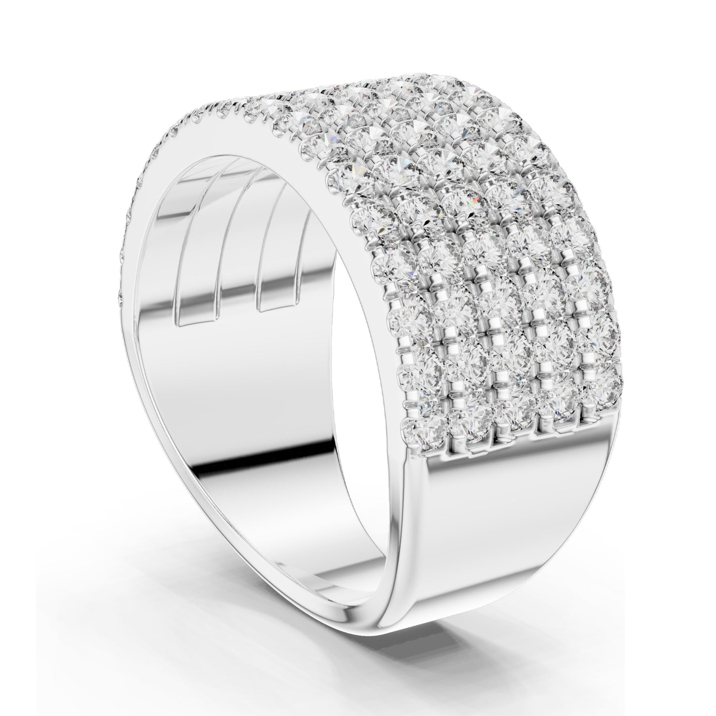 2.13 CT Total Lab Diamond Wide Pavé Band Ring for Women | VVS-VS EF Clarity | 18KT, 14KT, 10KT Gold & 925 Silver | Rose, Yellow, White Gold & Moissanite Options