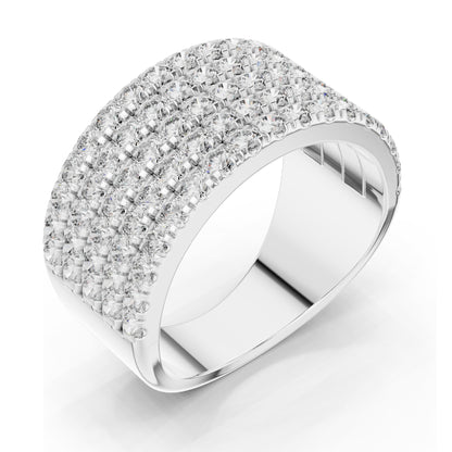 2.13 CT Total Lab Diamond Wide Pavé Band Ring for Women | VVS-VS EF Clarity | 18KT, 14KT, 10KT Gold & 925 Silver | Rose, Yellow, White Gold & Moissanite Options