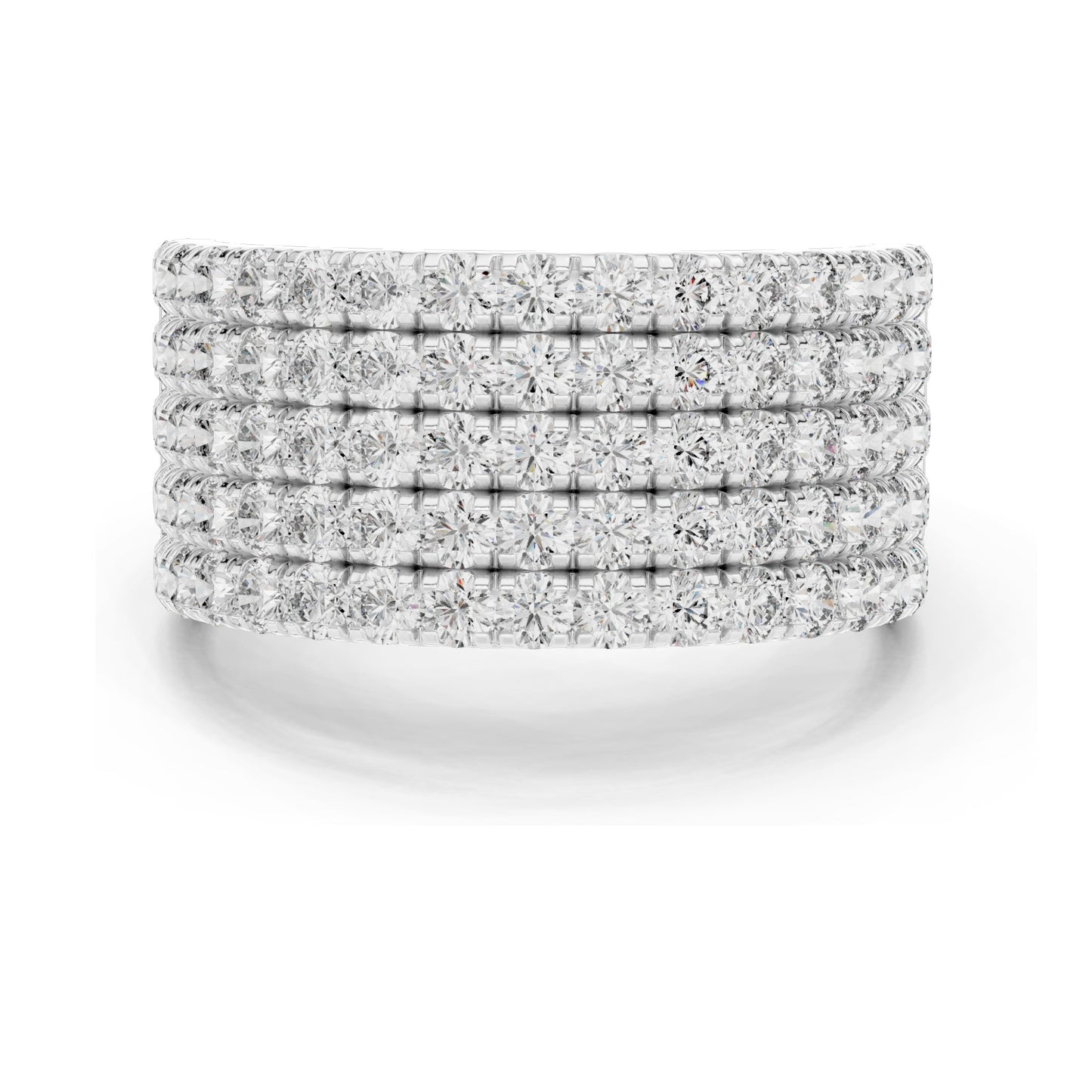 2.13 CT Total Lab Diamond Wide Pavé Band Ring for Women | VVS-VS EF Clarity | 18KT, 14KT, 10KT Gold & 925 Silver | Rose, Yellow, White Gold & Moissanite Options