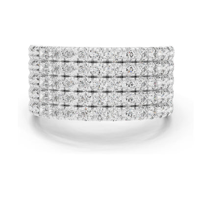 2.13 CT Total Lab Diamond Wide Pavé Band Ring for Women | VVS-VS EF Clarity | 18KT, 14KT, 10KT Gold & 925 Silver | Rose, Yellow, White Gold & Moissanite Options