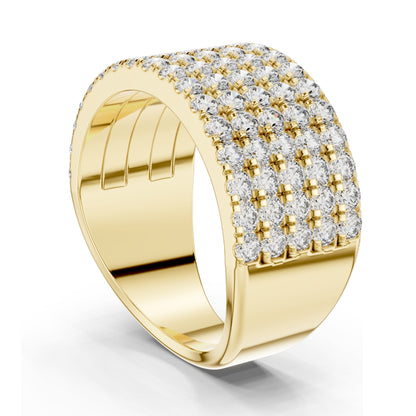 2.13 CT Total Lab Diamond Wide Pavé Band Ring for Women | VVS-VS EF Clarity | 18KT, 14KT, 10KT Gold & 925 Silver | Rose, Yellow, White Gold & Moissanite Options