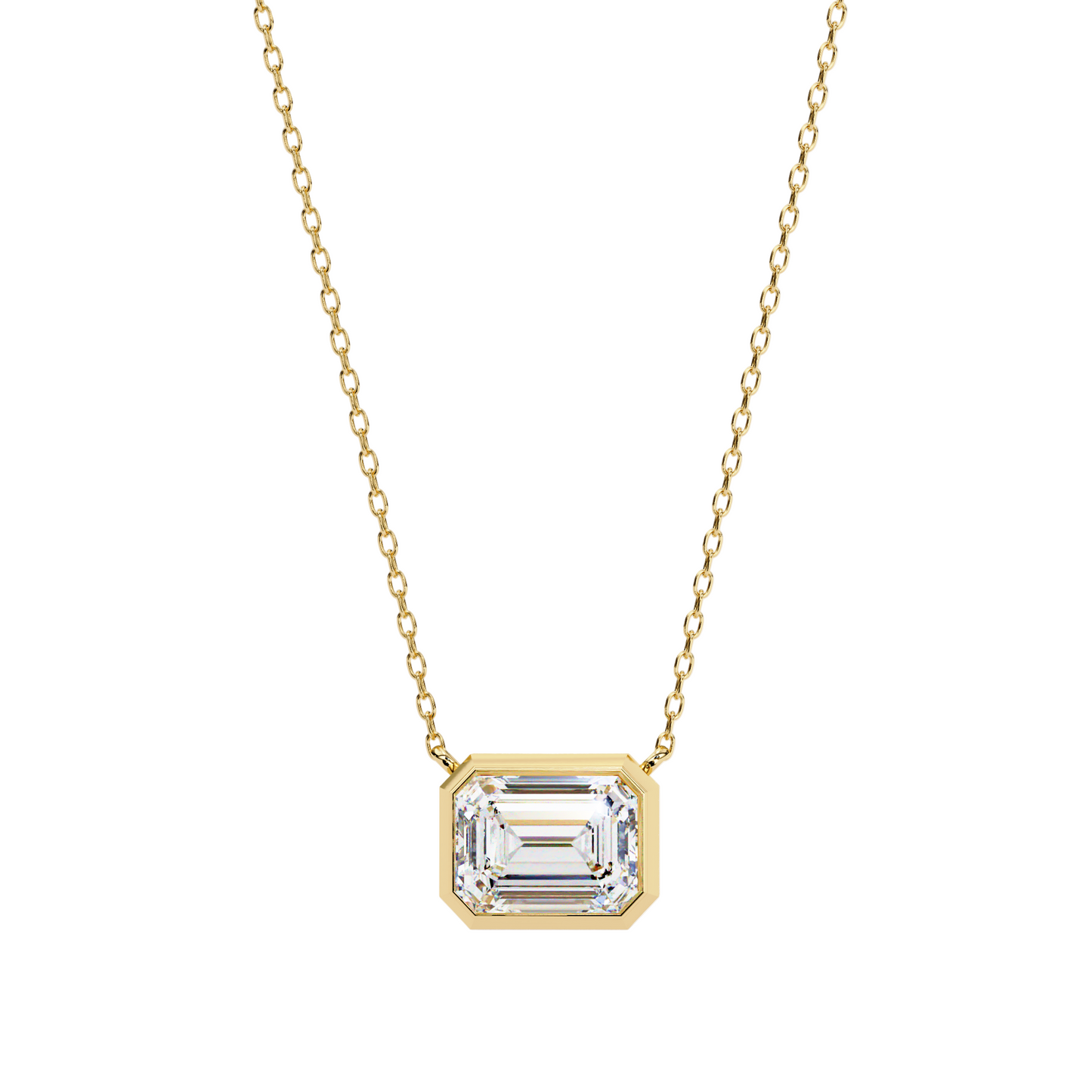 0.75 Ct Emerald Cut Lab Diamond Pendant Necklace | VVS-EF IGI Certified | 18K & 14K Gold