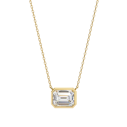 0.75 Ct Emerald Cut Lab Diamond Pendant Necklace | VVS-EF IGI Certified | 18K & 14K Gold