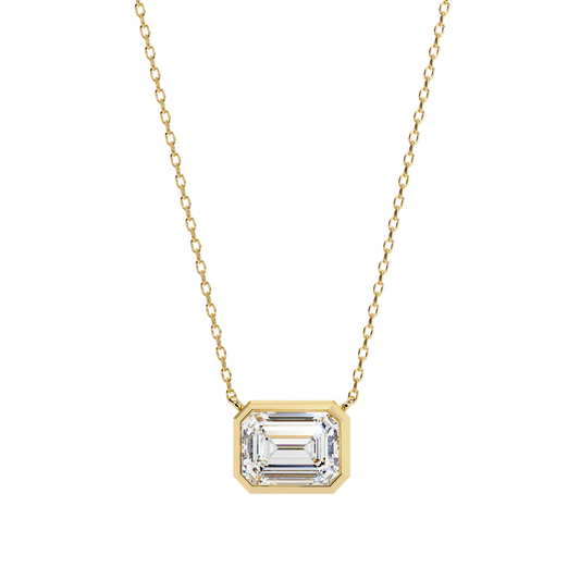 0.75 Ct Emerald Cut Lab Diamond Pendant Necklace | VVS-EF IGI Certified | 18K & 14K Gold