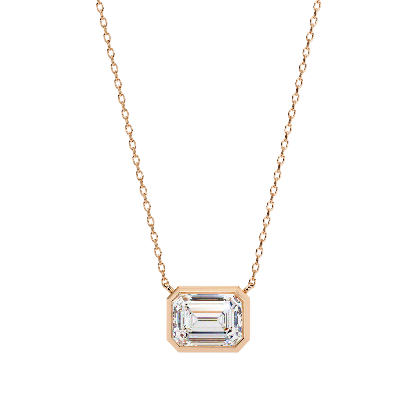 0.75 Ct Emerald Cut Lab Diamond Pendant Necklace | VVS-EF IGI Certified | 18K & 14K Gold