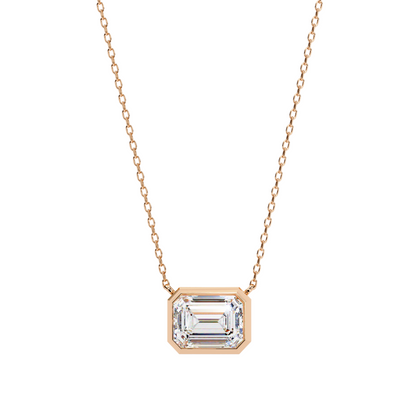 0.75 Ct Emerald Cut Lab Diamond Pendant Necklace | VVS-EF IGI Certified | 18K & 14K Gold