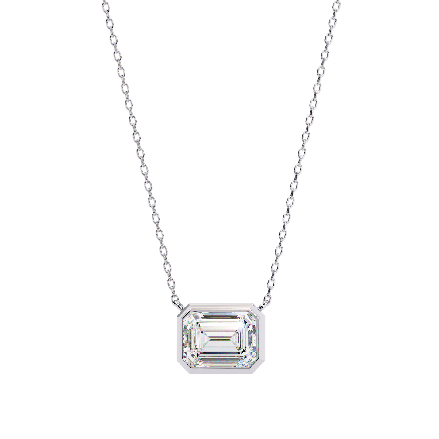 0.75 Ct Emerald Cut Lab Diamond Pendant Necklace | VVS-EF IGI Certified | 18K & 14K Gold