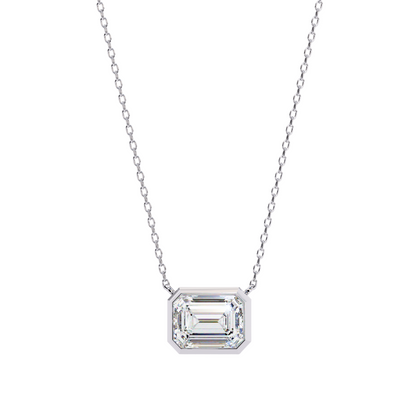 0.75 Ct Emerald Cut Lab Diamond Pendant Necklace | VVS-EF IGI Certified | 18K & 14K Gold