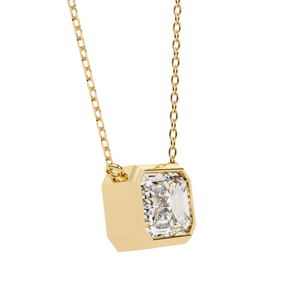 0.75 Ct Emerald Cut Lab Diamond Pendant Necklace | VVS-EF IGI Certified | 18K & 14K Gold