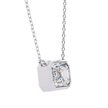 0.75 Ct Emerald Cut Lab Diamond Pendant Necklace | VVS-EF IGI Certified | 18K & 14K Gold