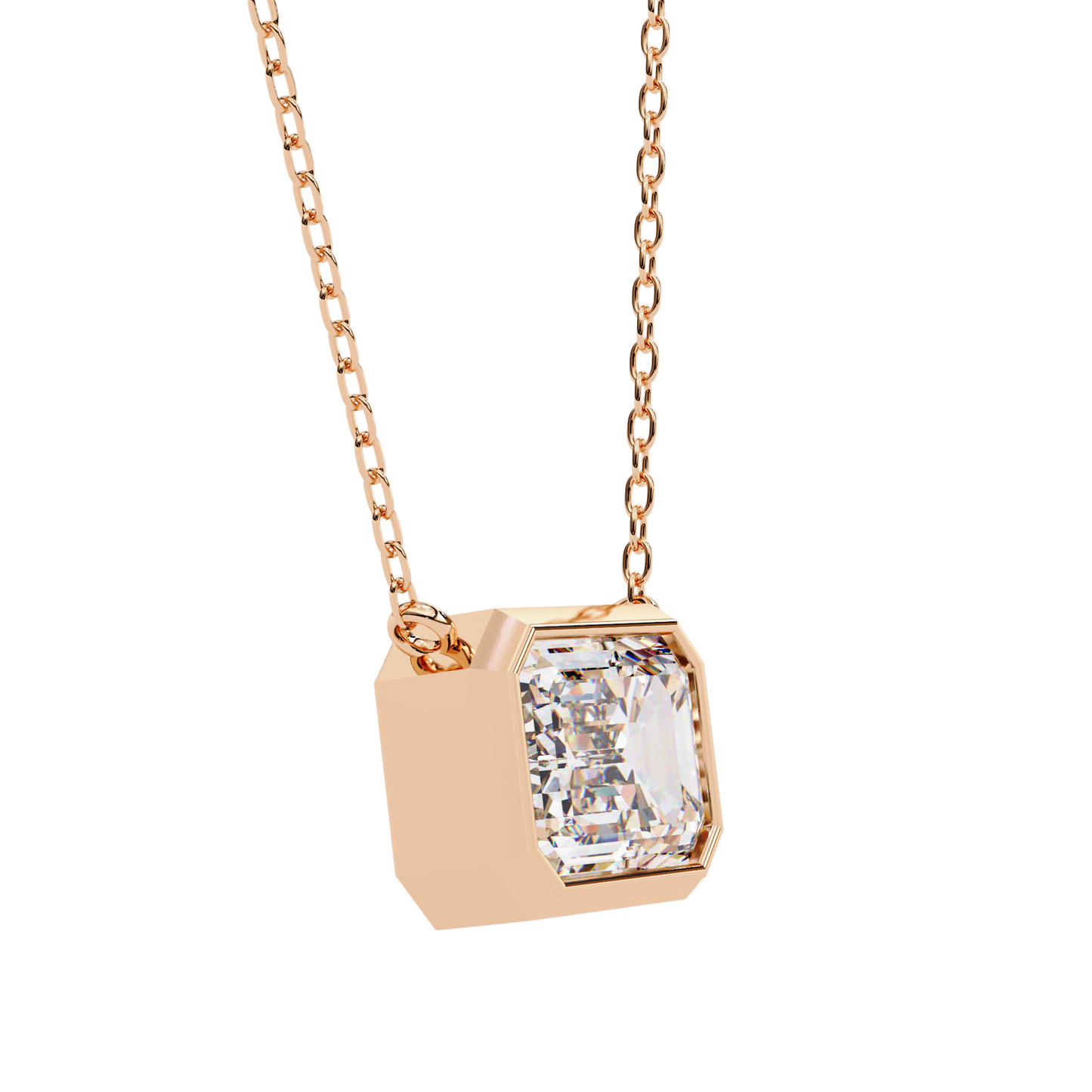 0.75 Ct Emerald Cut Lab Diamond Pendant Necklace | VVS-EF IGI Certified | 18K & 14K Gold