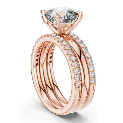 3.50 CT Cushion Cut Lab Diamond Bridal Ring Set for Women | VVS-VS EF Clarity | 18KT, 14KT, 10KT Gold & 925 Silver | Rose, Yellow, White Gold & Moissanite Options