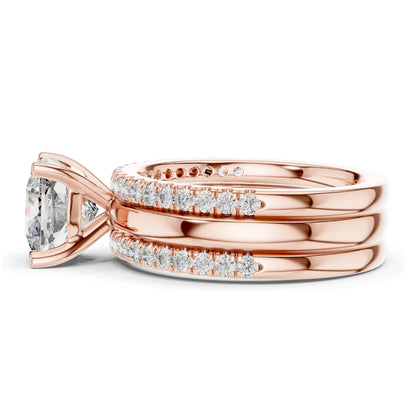 3.50 CT Cushion Cut Lab Diamond Bridal Ring Set for Women | VVS-VS EF Clarity | 18KT, 14KT, 10KT Gold & 925 Silver | Rose, Yellow, White Gold & Moissanite Options