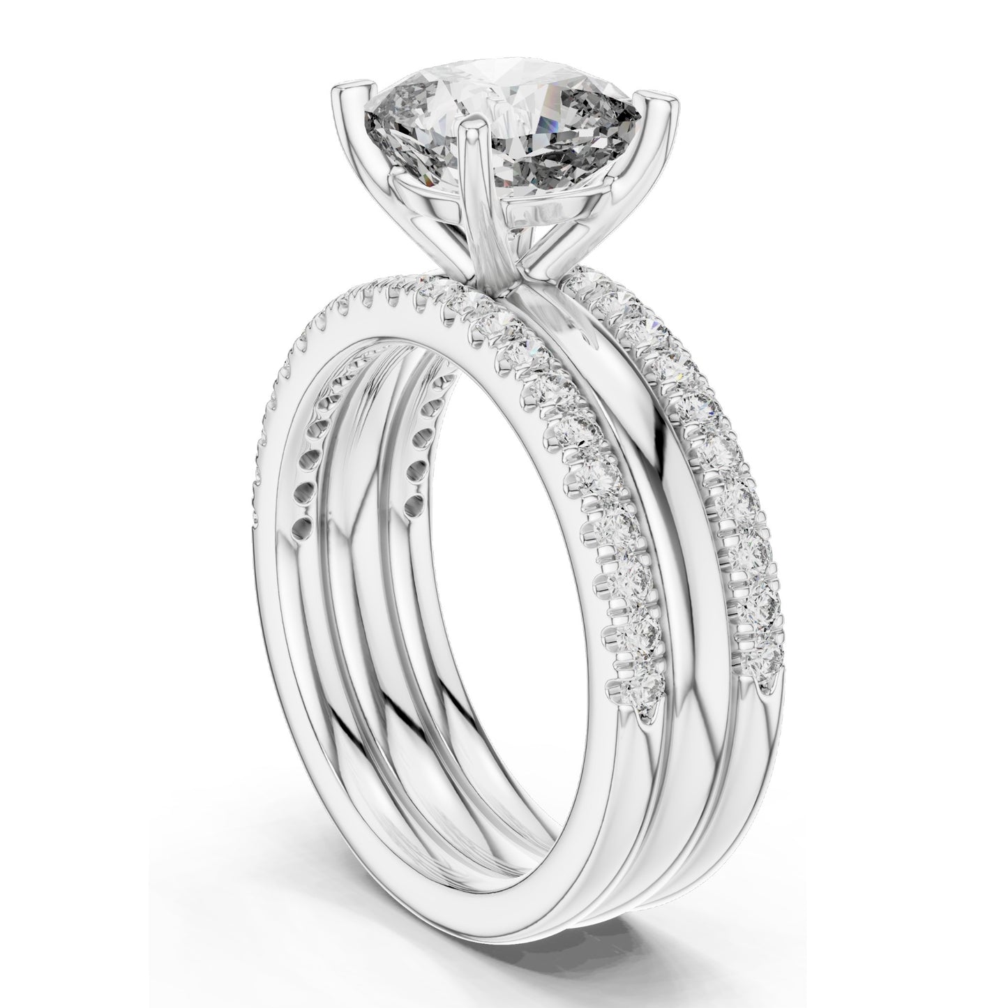 3.50 CT Cushion Cut Lab Diamond Bridal Ring Set for Women | VVS-VS EF Clarity | 18KT, 14KT, 10KT Gold & 925 Silver | Rose, Yellow, White Gold & Moissanite Options