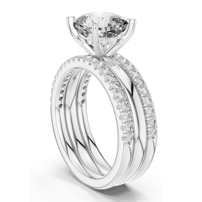 3.50 CT Cushion Cut Lab Diamond Bridal Ring Set for Women | VVS-VS EF Clarity | 18KT, 14KT, 10KT Gold & 925 Silver | Rose, Yellow, White Gold & Moissanite Options