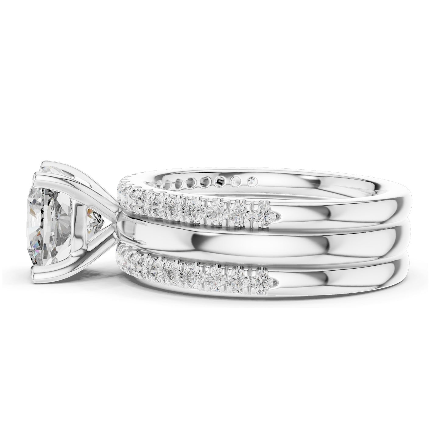 3.50 CT Cushion Cut Lab Diamond Bridal Ring Set for Women | VVS-VS EF Clarity | 18KT, 14KT, 10KT Gold & 925 Silver | Rose, Yellow, White Gold & Moissanite Options