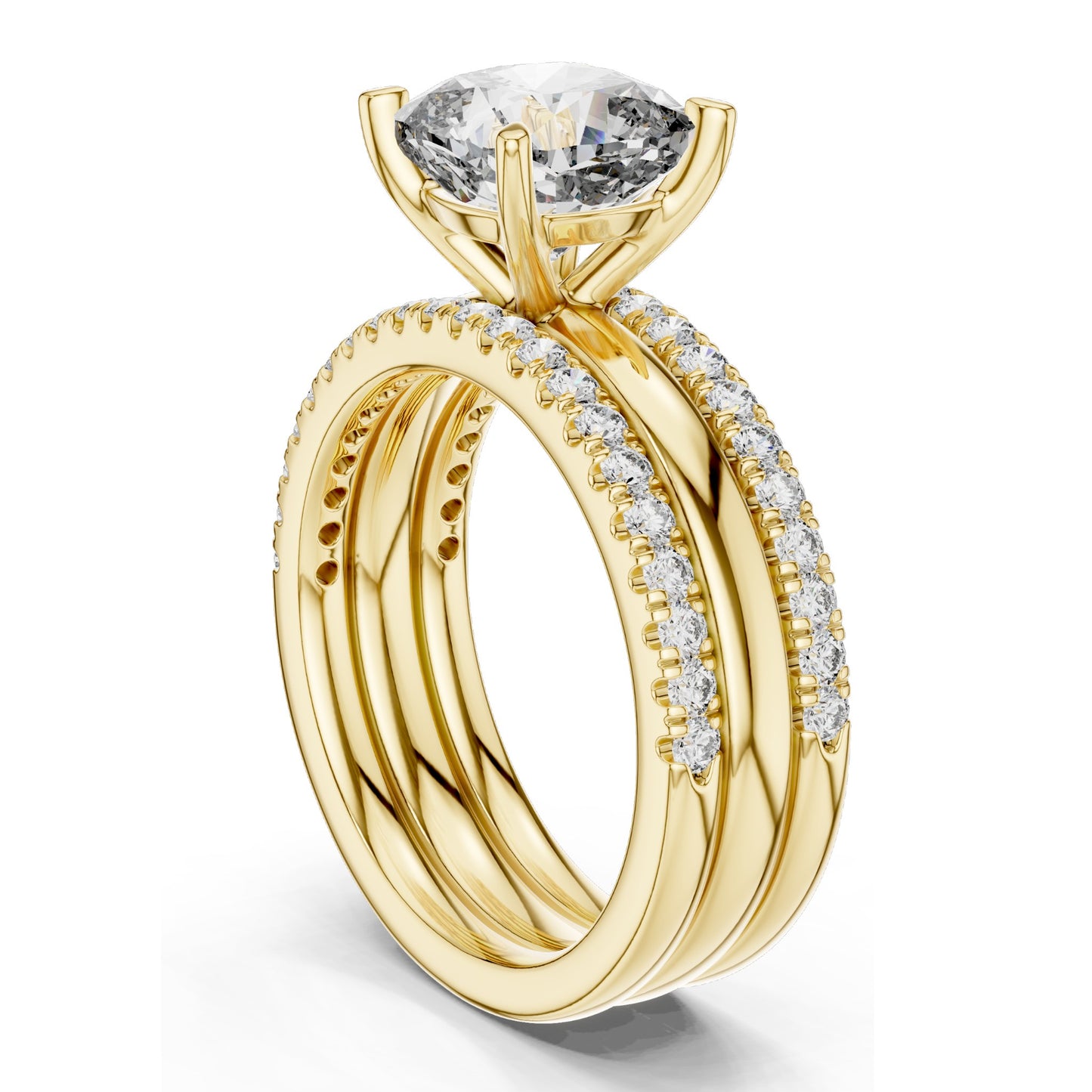 3.50 CT Cushion Cut Lab Diamond Bridal Ring Set for Women | VVS-VS EF Clarity | 18KT, 14KT, 10KT Gold & 925 Silver | Rose, Yellow, White Gold & Moissanite Options