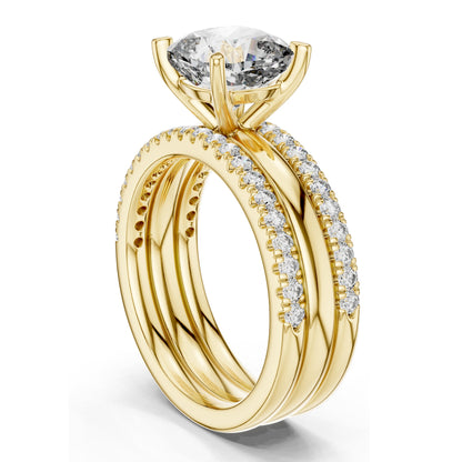 3.50 CT Cushion Cut Lab Diamond Bridal Ring Set for Women | VVS-VS EF Clarity | 18KT, 14KT, 10KT Gold & 925 Silver | Rose, Yellow, White Gold & Moissanite Options