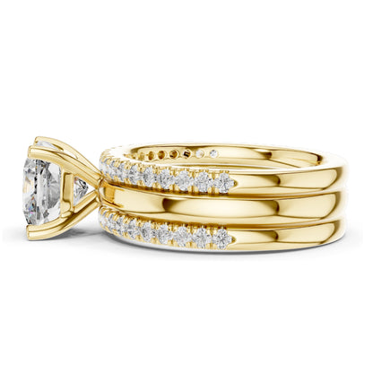 3.50 CT Cushion Cut Lab Diamond Bridal Ring Set for Women | VVS-VS EF Clarity | 18KT, 14KT, 10KT Gold & 925 Silver | Rose, Yellow, White Gold & Moissanite Options