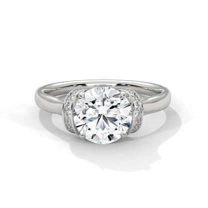 2CT Round Lab Diamond Engagement Ring | Solid Gold Solitaire with Side Diamonds | VVS Clarity | Unique Lab Grown Diamond Ring
