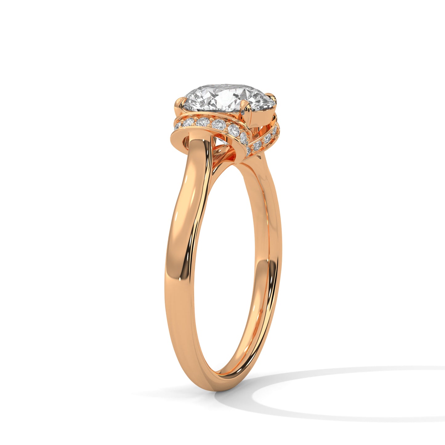 2CT Round Lab Diamond Engagement Ring | Solid Gold Solitaire with Side Diamonds | VVS Clarity | Unique Lab Grown Diamond Ring